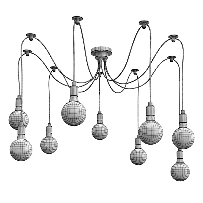 Vintage Edison Chandelier 3D model image 3