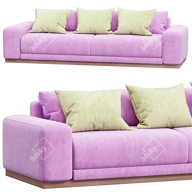 Elegant Denver 3-Seater Sofa 3D model image 1