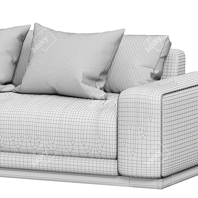 Elegant Denver 3-Seater Sofa 3D model image 3