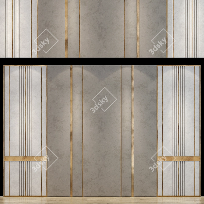 Elegant Natural Wood Wall Panels 3D model image 1