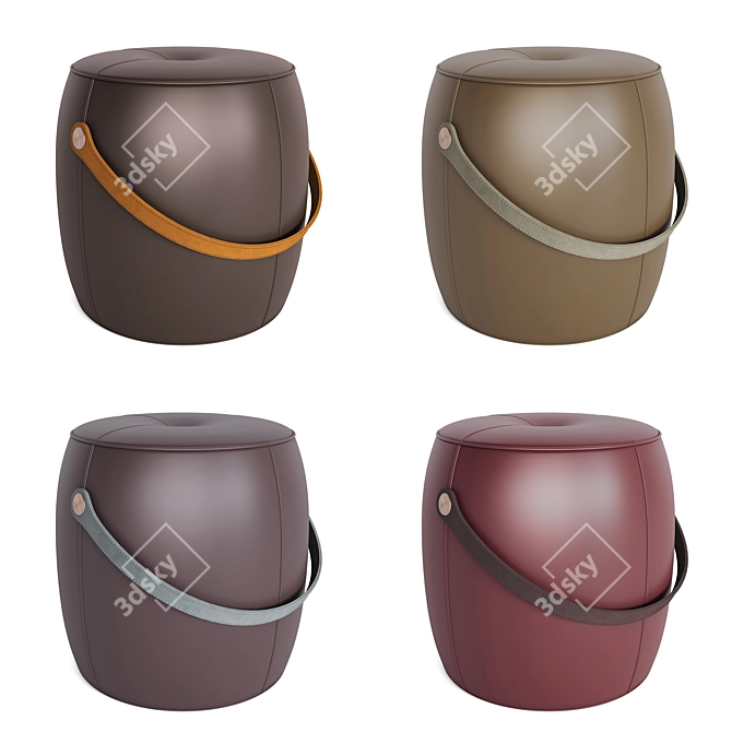 Jellybean Saddle Pouffe: Luxurious Leather & Suede Elegance 3D model image 3