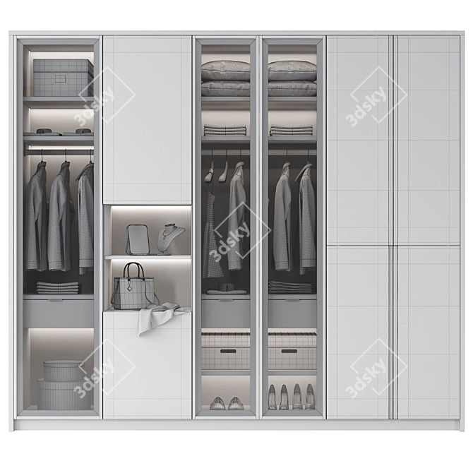 Stylish and Spacious Wardrobe 3D model image 2