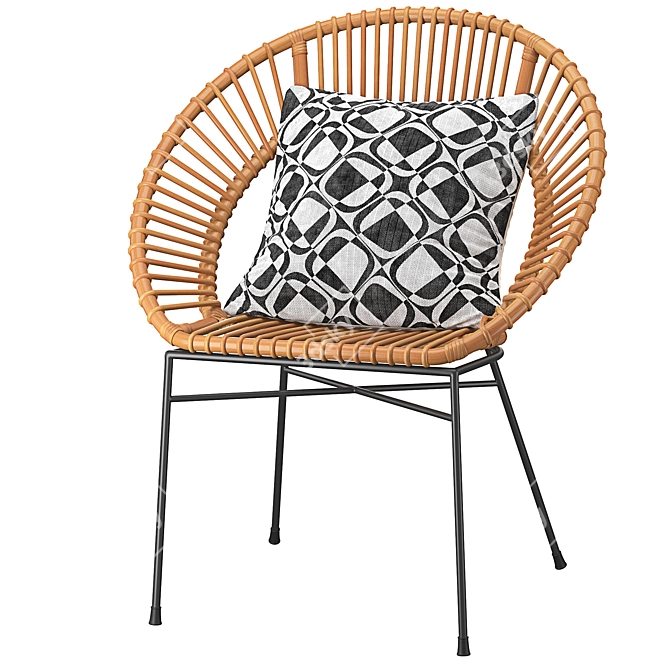 Rattan Accent Chair: Natural Elegance 3D model image 2