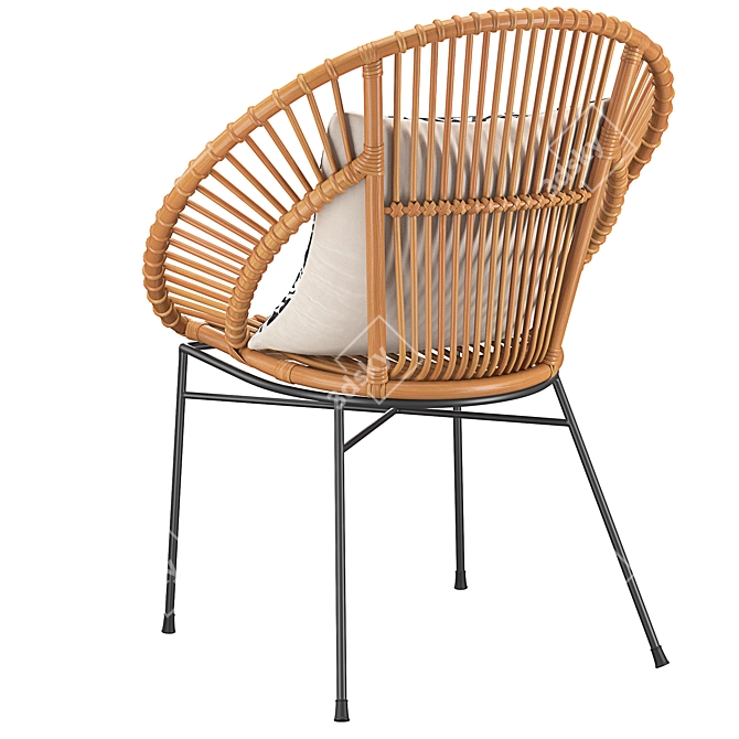 Rattan Accent Chair: Natural Elegance 3D model image 4