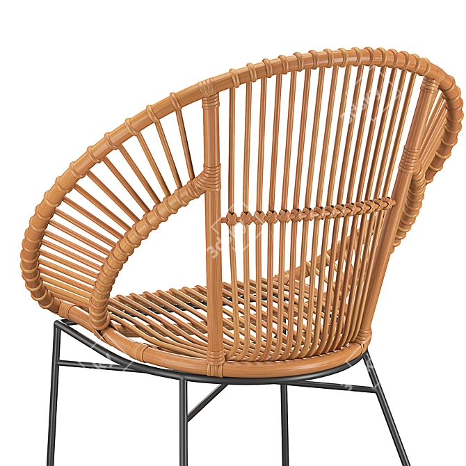 Rattan Accent Chair: Natural Elegance 3D model image 5