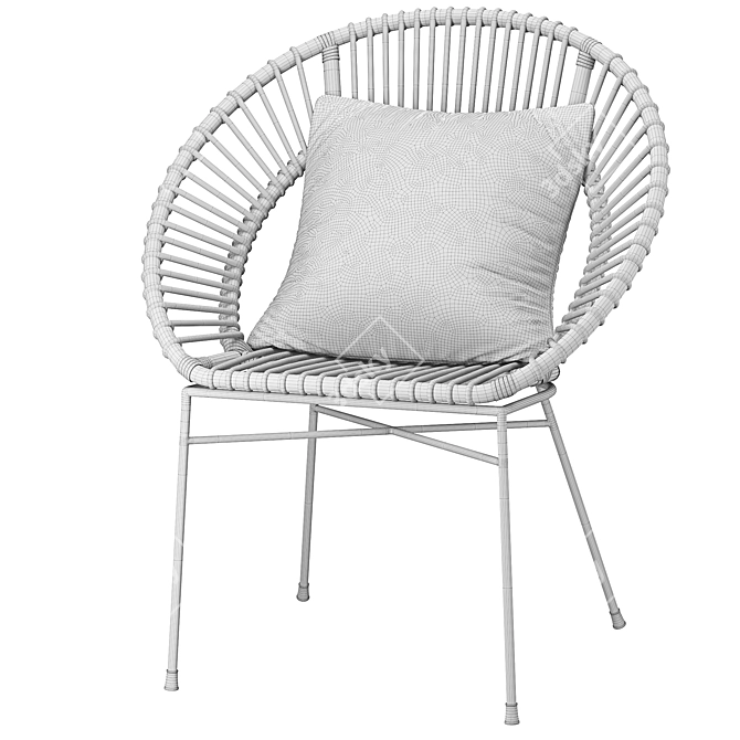 Rattan Accent Chair: Natural Elegance 3D model image 7