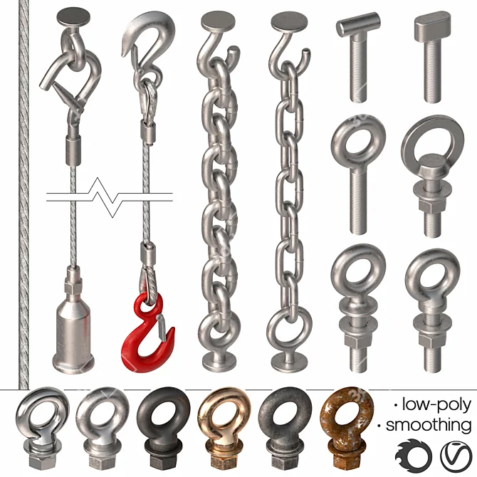 Multi-Purpose Metal Hardware Set 3D model image 5