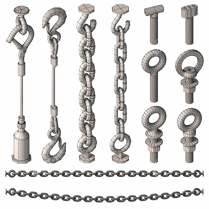 Multi-Purpose Metal Hardware Set 3D model image 7