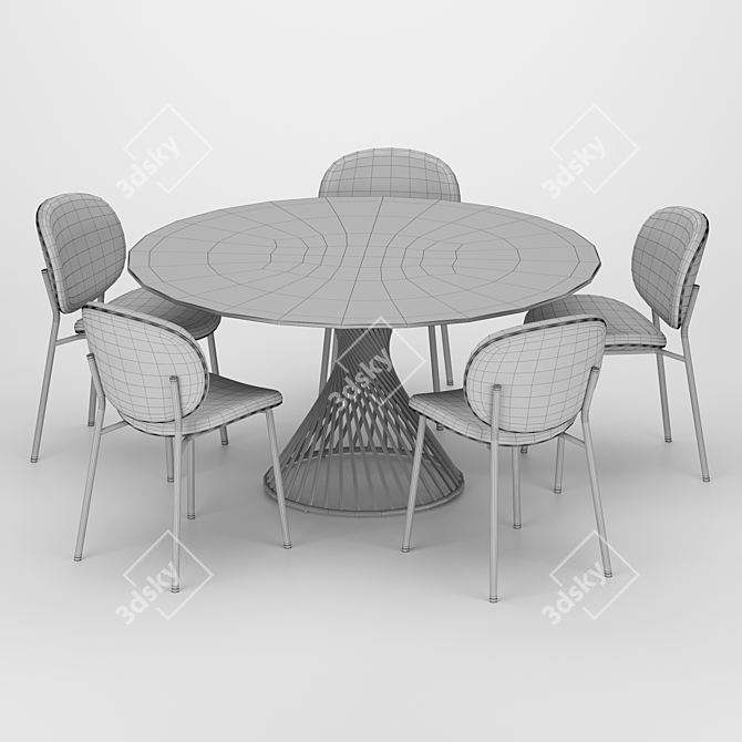 Elegant Dining Set with Ines Chair 3D model image 2