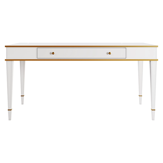 Kelly Desk - Stylish White Wooden Writing Table 3D model image 2