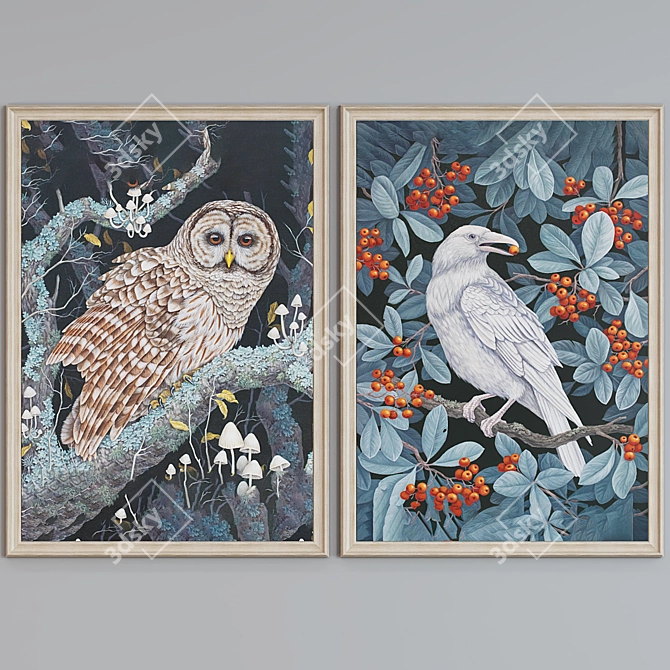 Classic Bird Picture Frame Set 3D model image 2