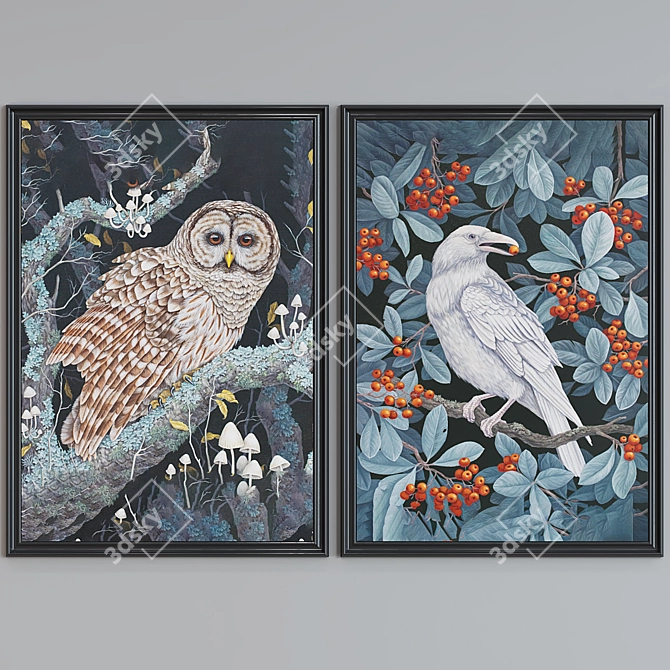 Classic Bird Picture Frame Set 3D model image 4