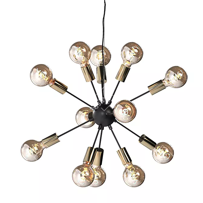 Elegant Glass Pendant Chandelier 3D model image 2