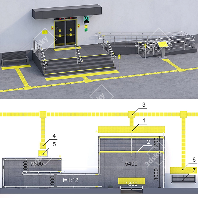 Inclusive Building Entrance Upgrade 3D model image 1