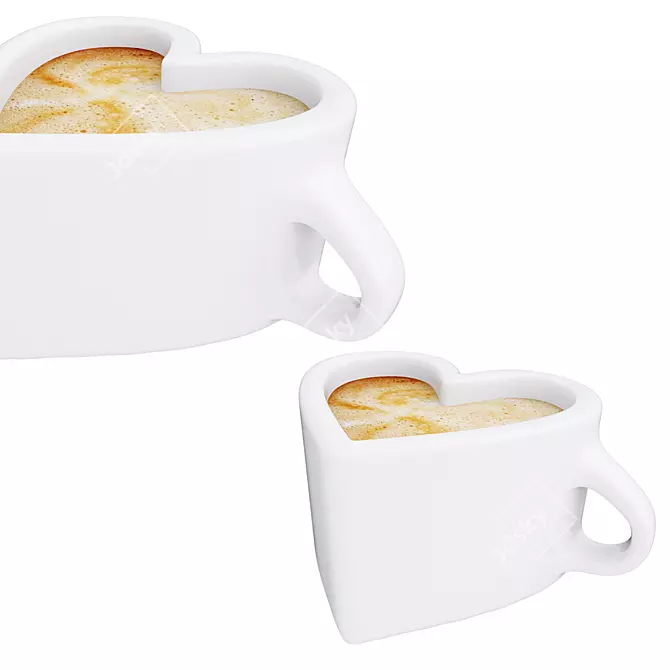 Heart-Shaped Cup Set: Love 4 Coffee 3D model image 2