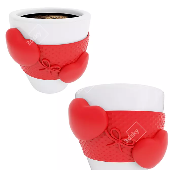 Heart-Shaped Cup Set: Love 4 Coffee 3D model image 3