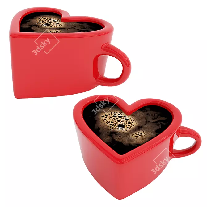 Heart-Shaped Cup Set: Love 4 Coffee 3D model image 5