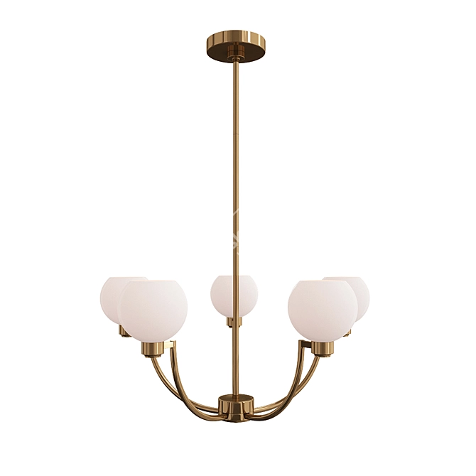 Elegant Satin Brass Chandelier 3D model image 1