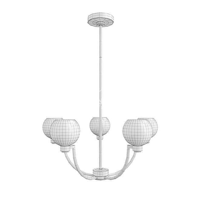 Elegant Satin Brass Chandelier 3D model image 2