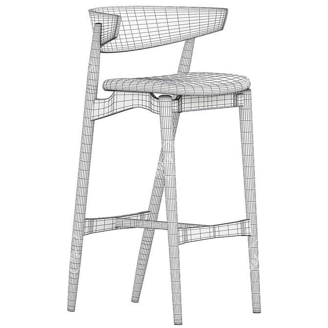 Sleek Oak Bar Stool with Grey Remix Upholstery 3D model image 5