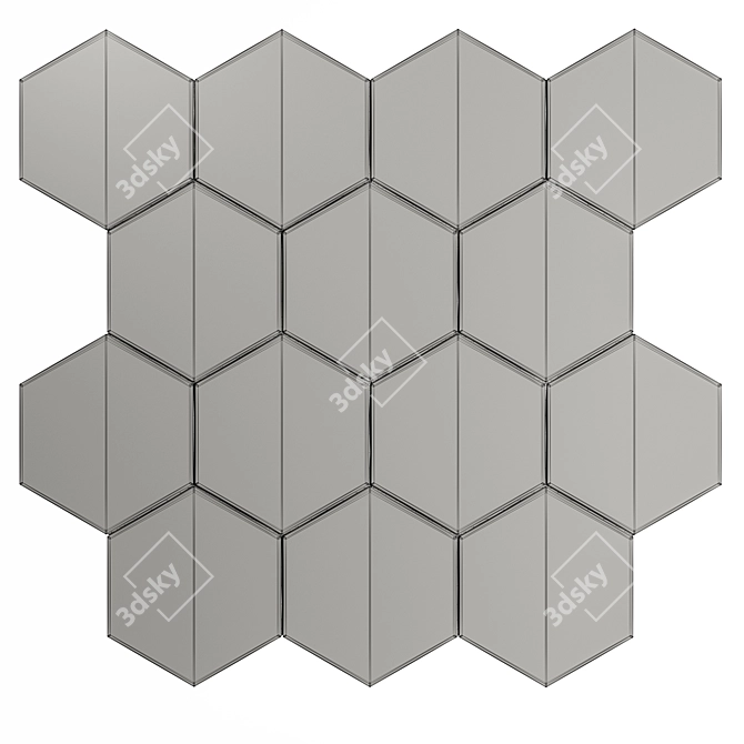 Hex Gray Concrete Tile Material 3D model image 7