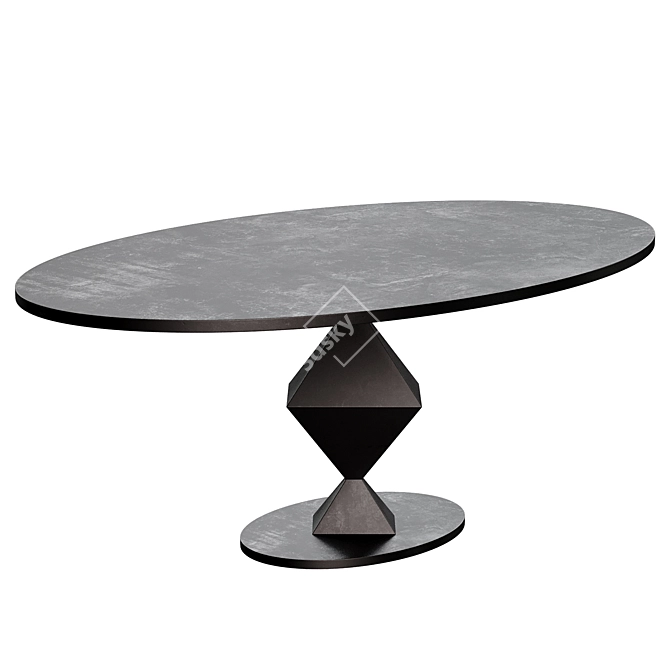 Sleek Oval Industrial Dining Table 3D model image 1