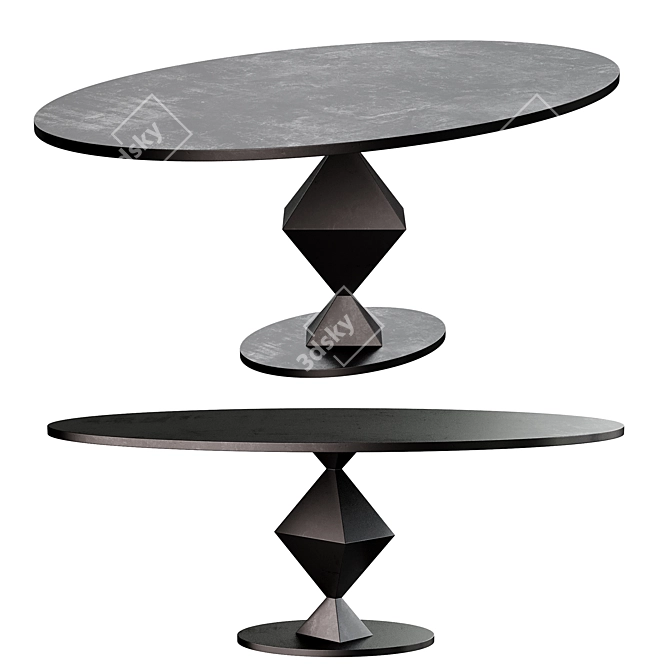 Sleek Oval Industrial Dining Table 3D model image 2