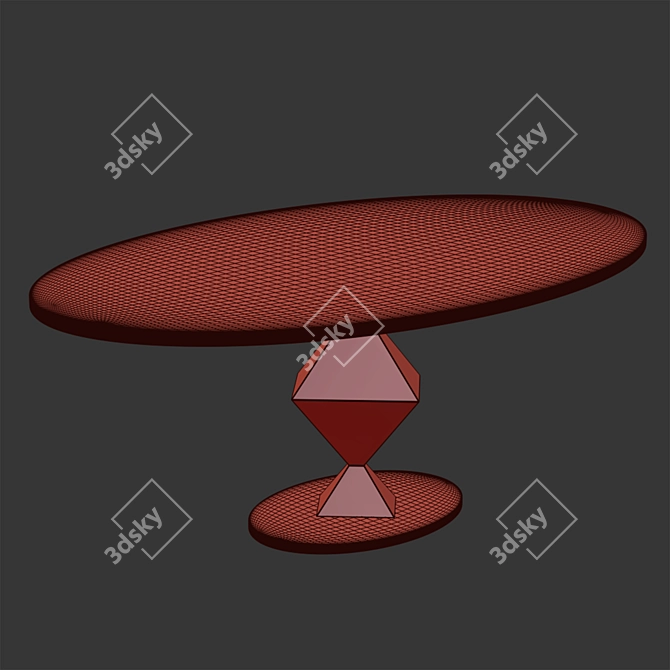 Sleek Oval Industrial Dining Table 3D model image 4