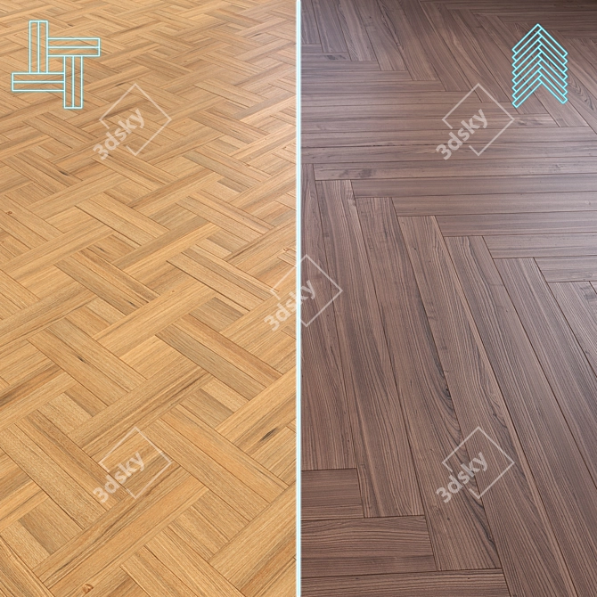 Title: Premium Wood Parquet Flooring 3D model image 1