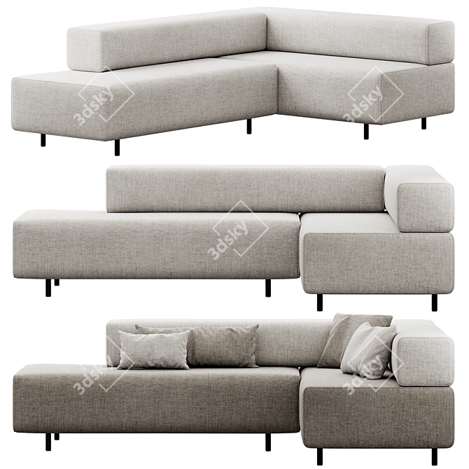 Poppin Block Party Corner Sofa 3D model image 3