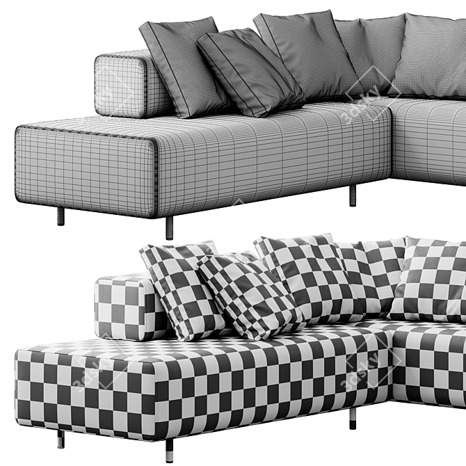 Poppin Block Party Corner Sofa 3D model image 4