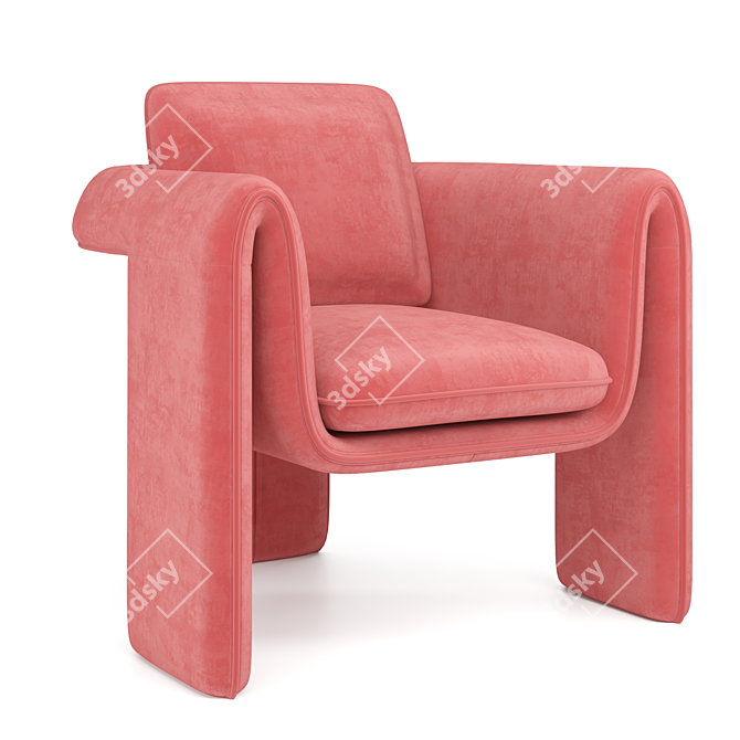 Luxury Floria Velvet Chair 3D model image 2