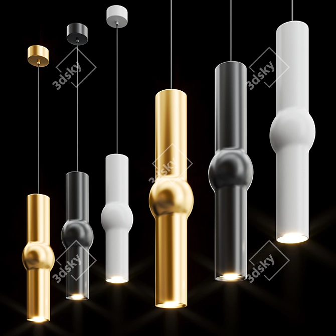 Rocket Pendant Light: Sleek Metal and Glass Design 3D model image 1