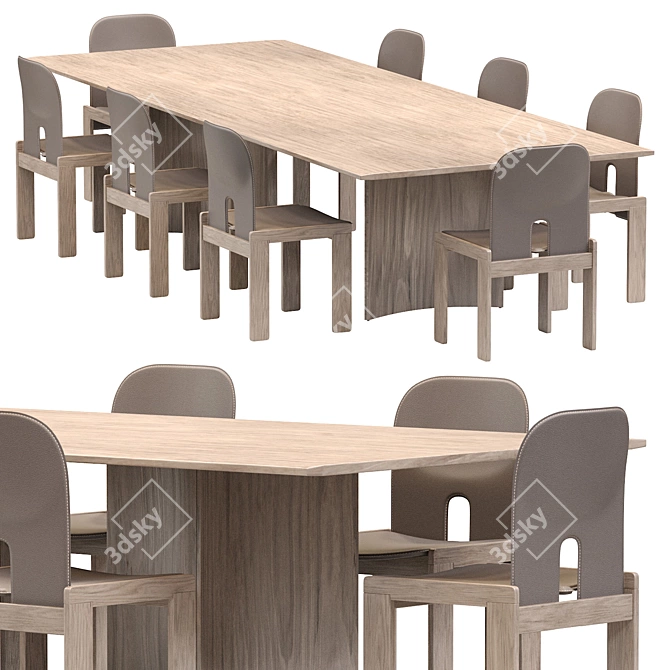 Sleek Crevasse Table & Scarpa Chair 3D model image 3