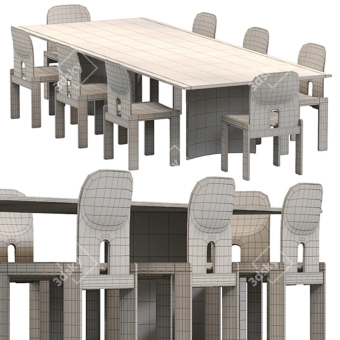 Sleek Crevasse Table & Scarpa Chair 3D model image 6