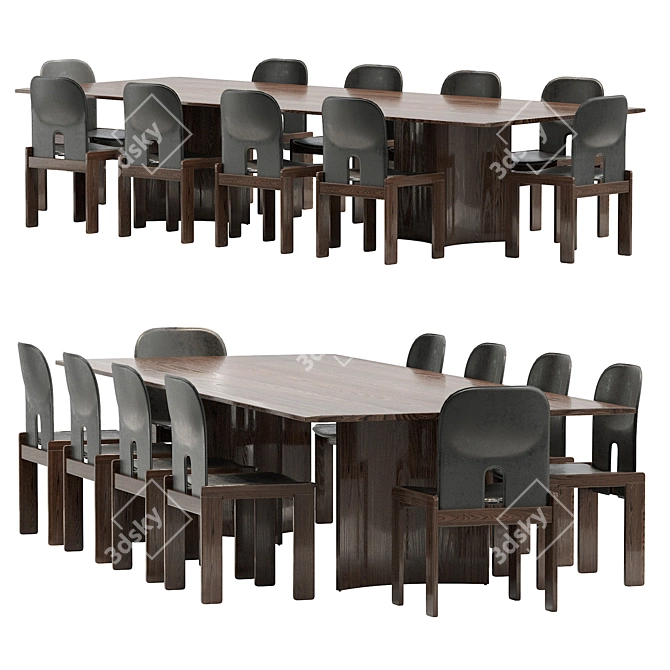 Sleek Crevasse Table & Scarpa Chair 3D model image 7