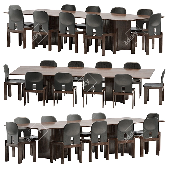 Sleek Crevasse Table & Scarpa Chair 3D model image 8