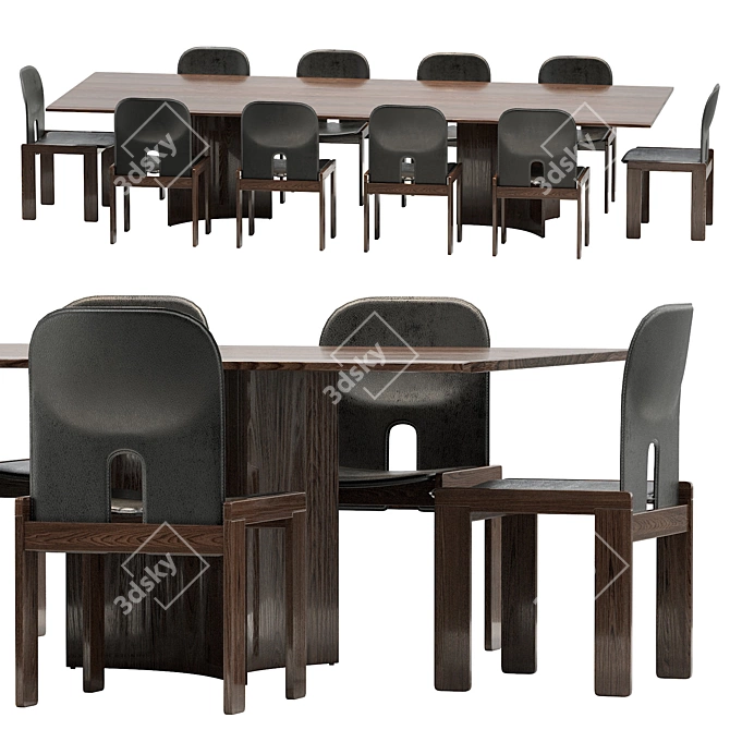 Sleek Crevasse Table & Scarpa Chair 3D model image 12