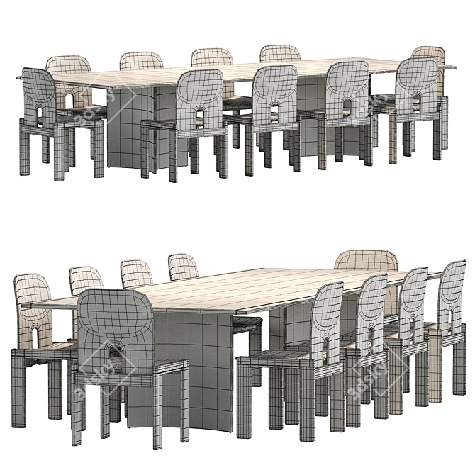 Sleek Crevasse Table & Scarpa Chair 3D model image 13