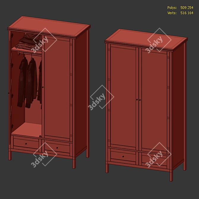Rattan Pine Cabinet | Natural Finish 3D model image 6