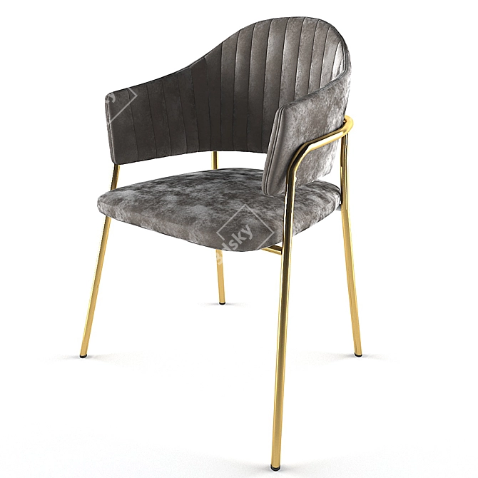 Elegant Velvet Dining Chair 3D model image 2