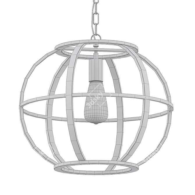 Stylish Industrial Metal Pendant 3D model image 2