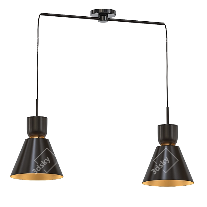 Sleek Metal Pendant Lights 3D model image 1