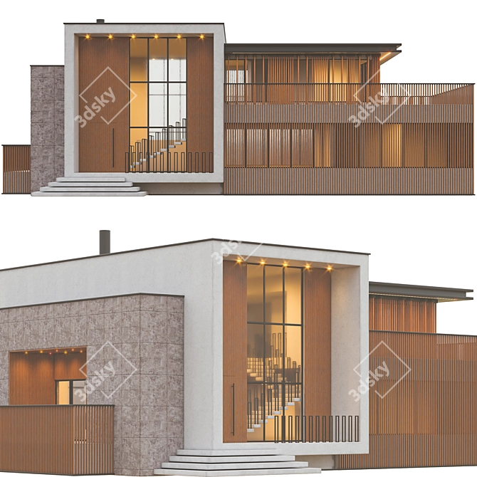  Modern Duplex Villa Design 3D model image 1