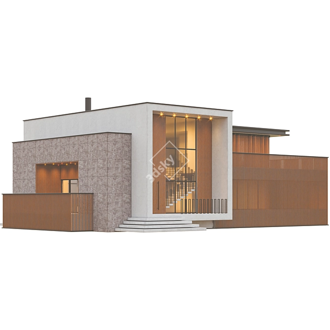  Modern Duplex Villa Design 3D model image 6