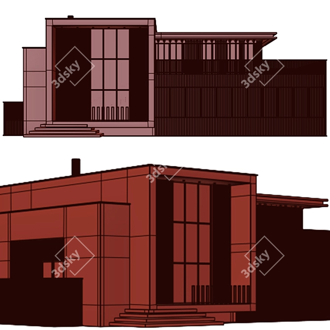  Modern Duplex Villa Design 3D model image 7