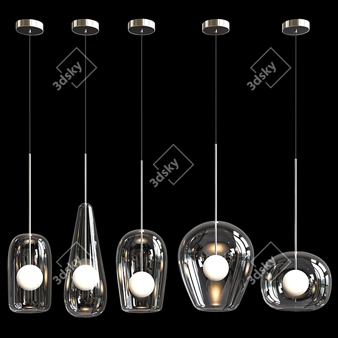 Elegant Metal and Glass Pendant: Cattelan Italia Melody LE 3D model image 2