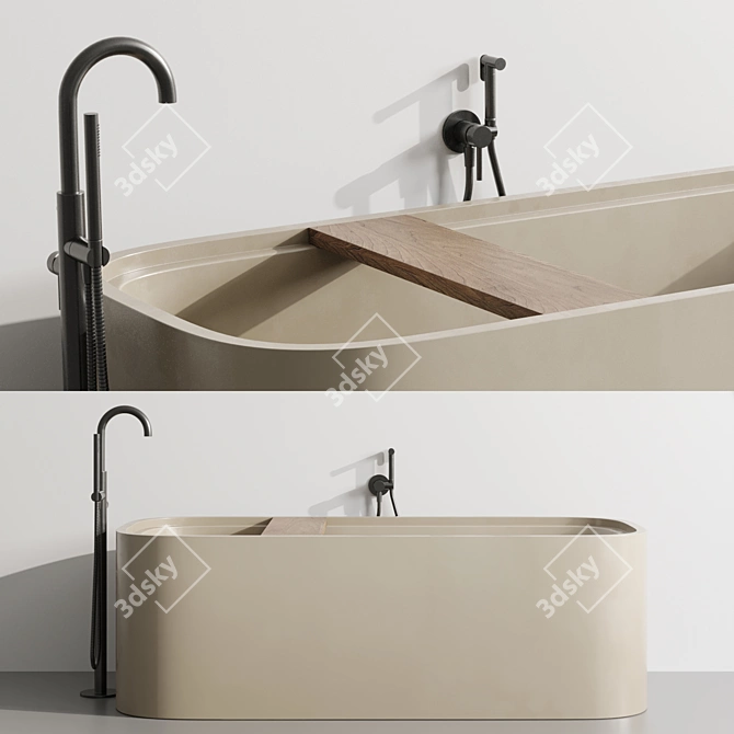 Serenity Stone Freestanding Bathtub 3D model image 1