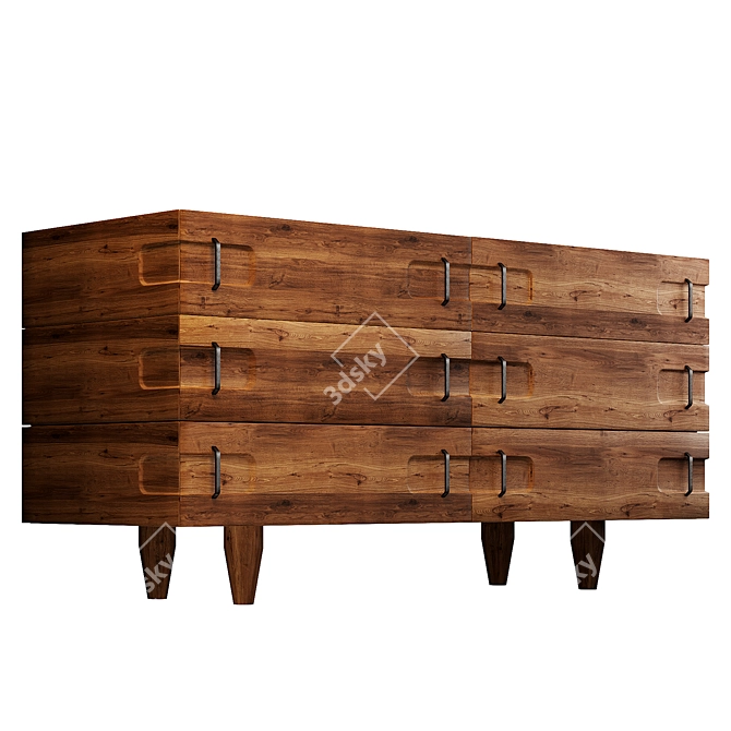 Sophisticated Rustic Sideboard 3D model image 1