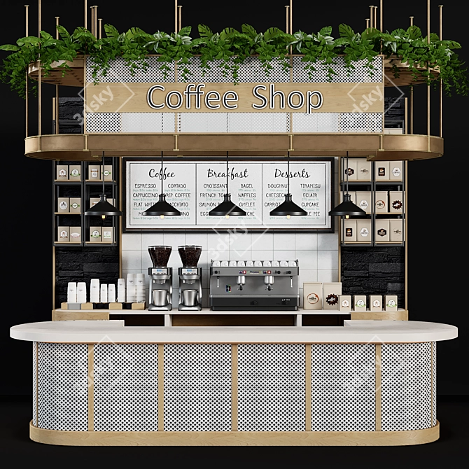 Modern Cafe Counter: Reception Desk 3D model image 1